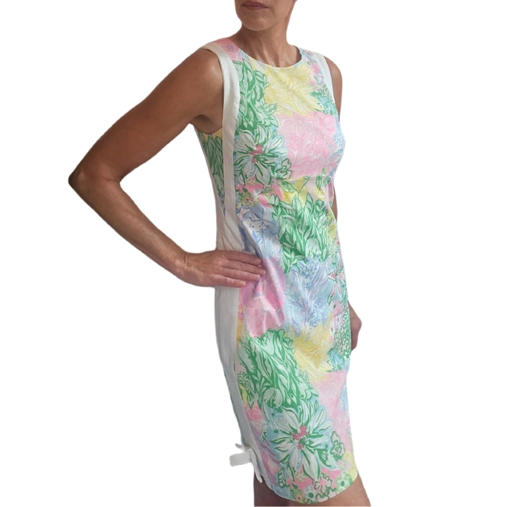 LILLY PULITZER Beckler Stretch  Shift Dress In Multi Bright Delight Patch - Picture 11 of 16